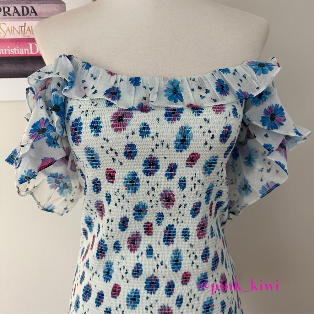 LoveShackFancy Kodie Smocked Ruffle Floral Mini Dress - Picture 4 of 17
